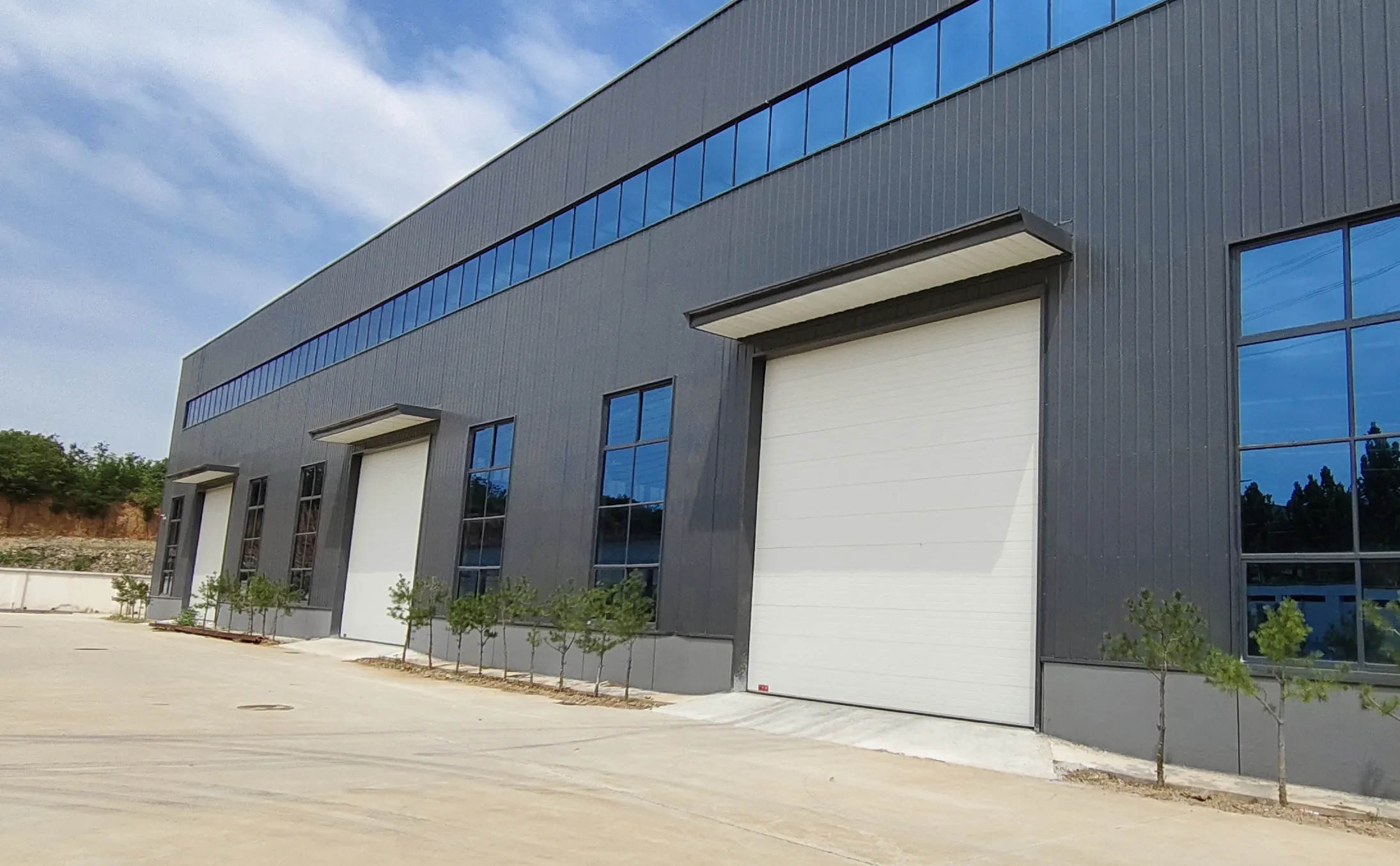 Industrial sectional door in factory