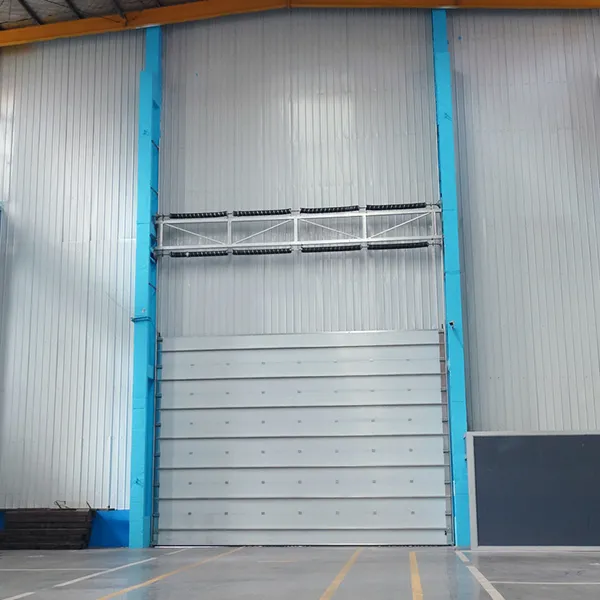 Industrial vertical lifting door with back rib